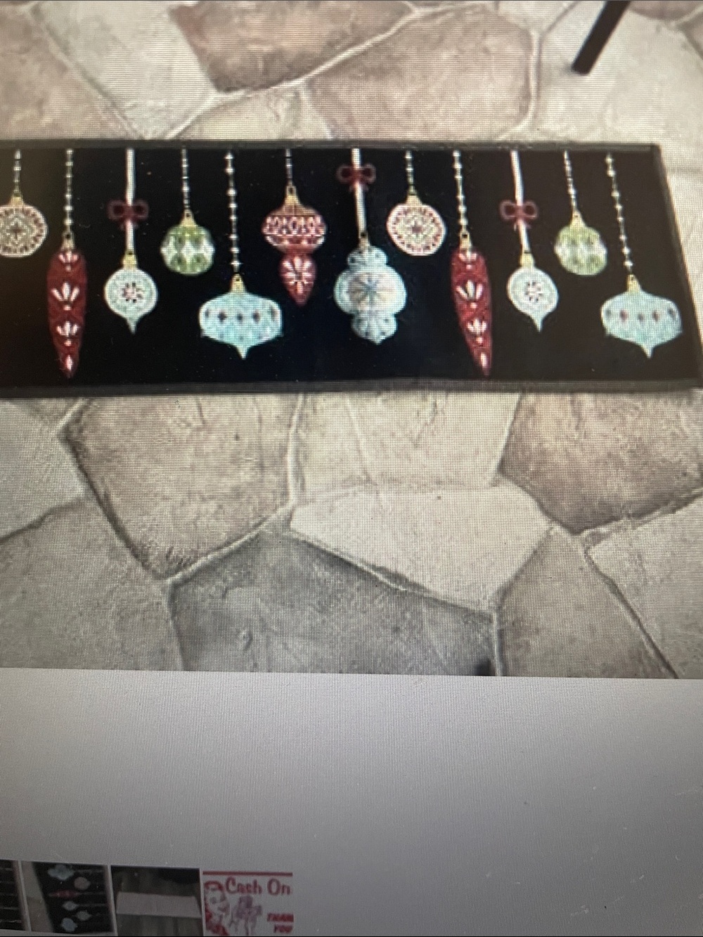 Black Holiday Runner Rug featuring Ornaments